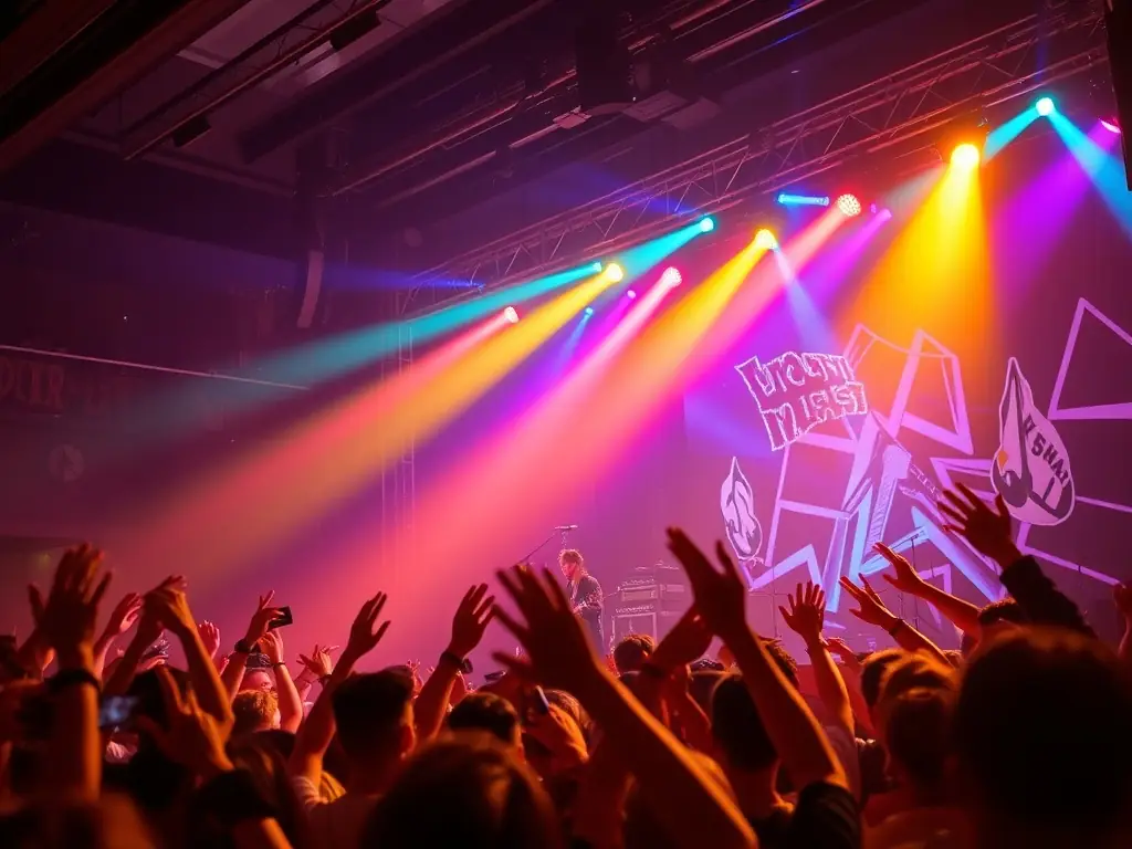 A vibrant scene from a live performance, capturing the energy and excitement of our Showcase Events.